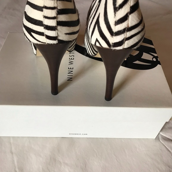 Nine West Fredao Zebra Print Peep Toe Pumps - Picture 6 of 7